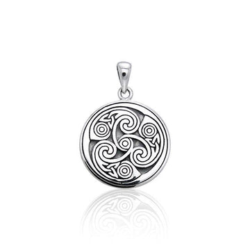 Celtic Triskele Round Silver Pendant TPD3542 - Jewelry
